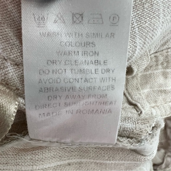 Pure Collection Womens Linen Pants Trousers Striped Beige Neutral size 4 Reg - Picture 7 of 7